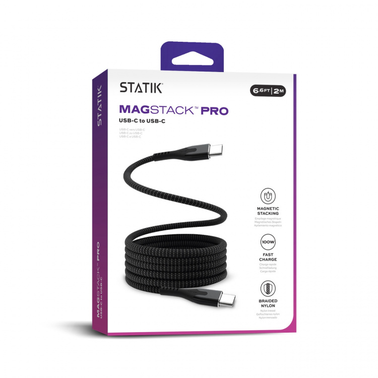 STATIK Magnetisk Kabel Magstack Pro USB-C Til USB-C Sort 2m