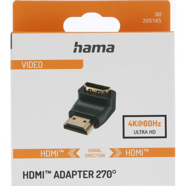 Hama Adapter Hdmi 270 Grader Guld Sort