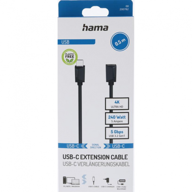 Hama Usb-C Extension Sort 0,5m Hama Usb-C Extension Sort 0,5m