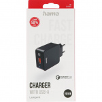 Hama Fast Charger 1x USB-A Qualcomm 19.5w Sort