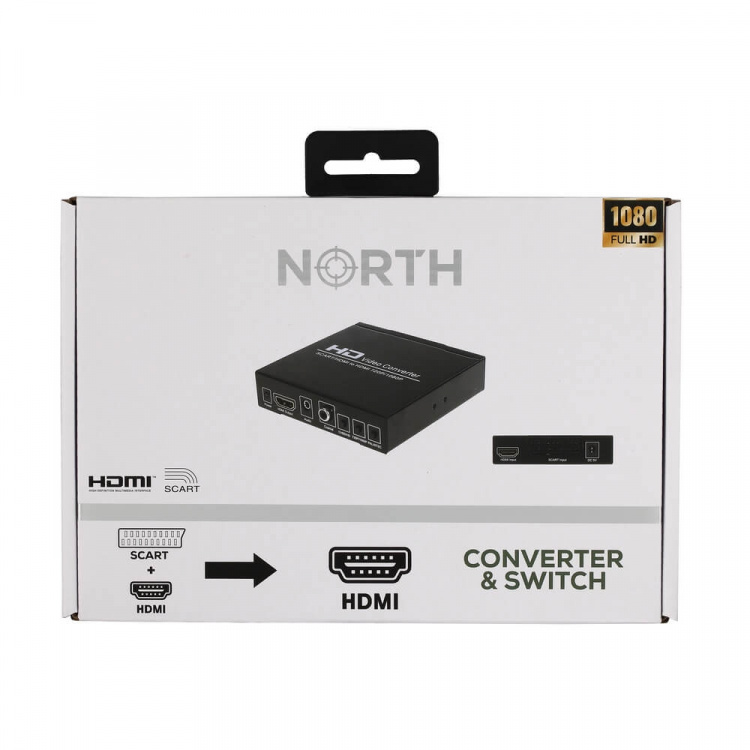North SCART+HDMI til HDMI HD Konverter og Switch Sort