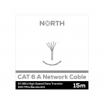 North Netværkskabel Cat6A UTP Hvid 15m uden stik Solid 10Gb/s 500MHz 26awg CM