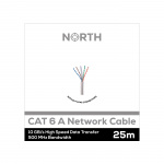 North Netværkskabel Cat6A UTP Hvid 25m uden stik Solid 10Gb/s 500MHz 26awg CM