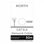 North Netværkskabel Cat6A UTP Hvid 50m uden stik Solid 10Gb/s 500MHz 26awg CM
