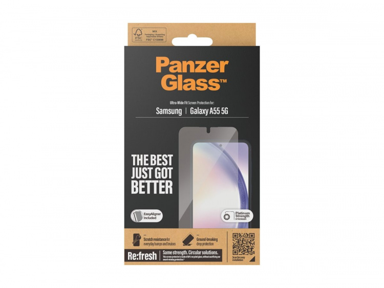 PanzerGlass skærmbeskytter for mobiltelefon - ultra-bred pasform m. EasyAligner