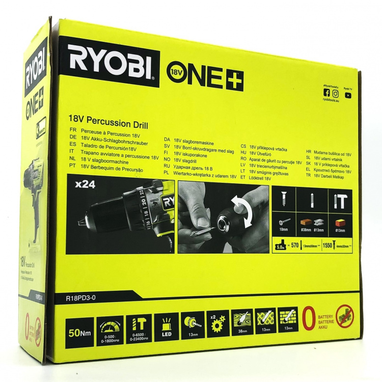 Ryobi One+ R18PD3-0 Hammerbor/skruemaskine Intet batteri 18V
