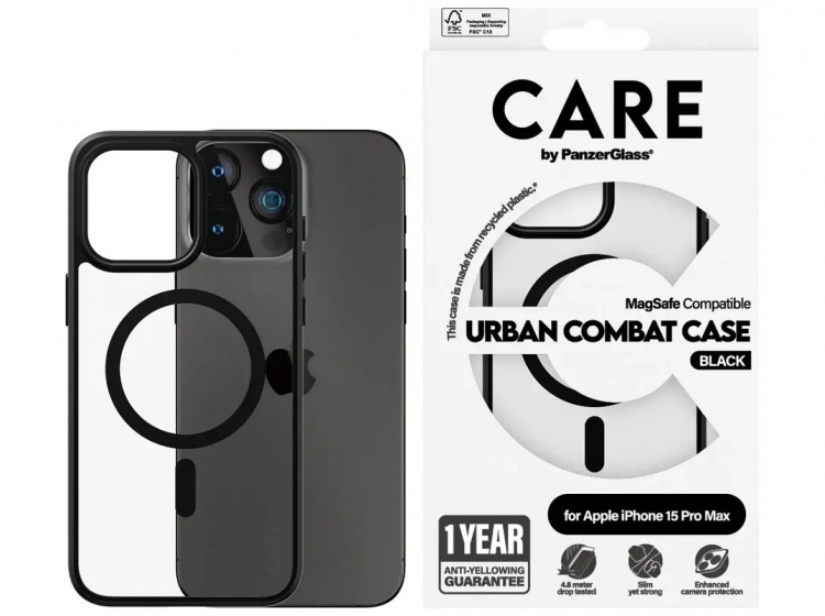 PanzerGlass CARE Urban Combat Case Magsafe Sort til Apple iPhone 15 Pro Max PanzerGlass CARE Urban Combat Case Magsafe Sort til Apple iPhone 15 Pro Max
