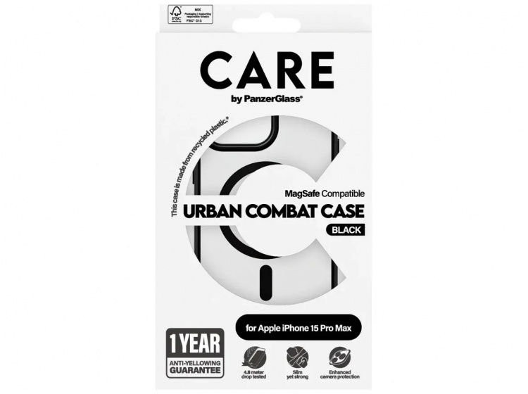 PanzerGlass CARE Urban Combat Case Magsafe Sort til Apple iPhone 15 Pro Max PanzerGlass CARE Urban Combat Case Magsafe Sort til Apple iPhone 15 Pro Max