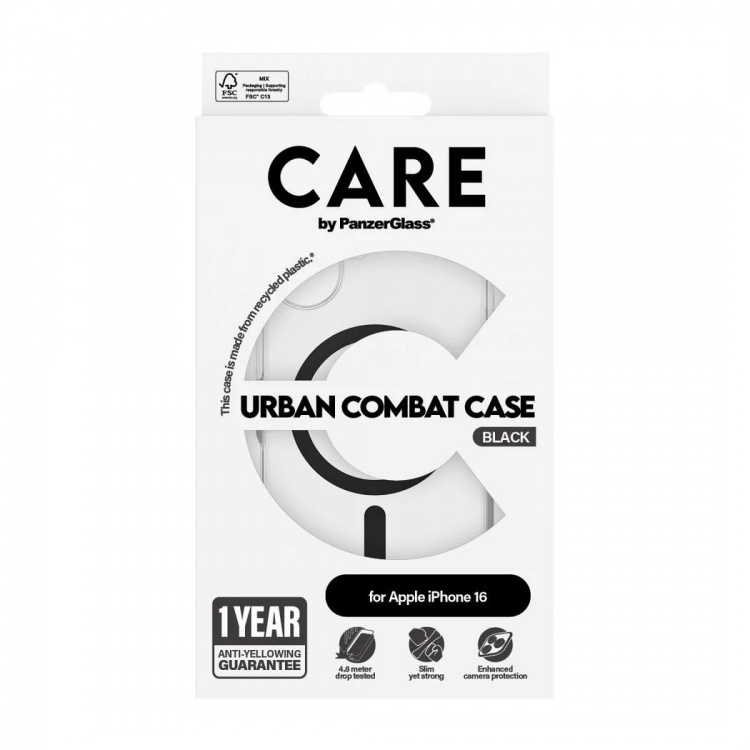 PanzerGlass CARE Urban Combat Case Magsafe Sort til Apple iPhone 16, 15