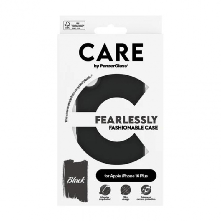 PanzerGlass CARE Fashionable Case til iPhone 16 Plus Sort
