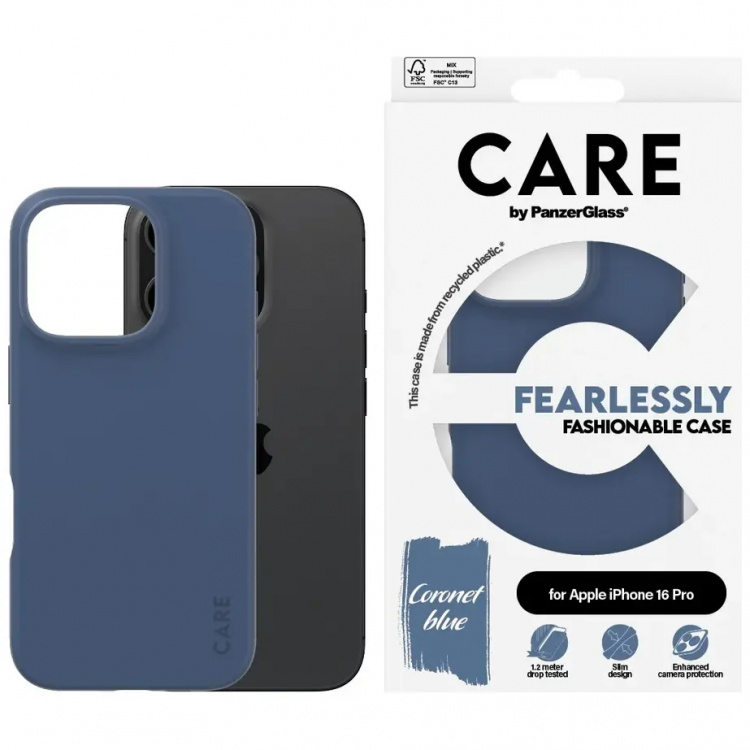 PanzerGlass CARE Fashionable Case til iPhone 16 Pro Blå PanzerGlass CARE Fashionable Case til iPhone 16 Pro Blå