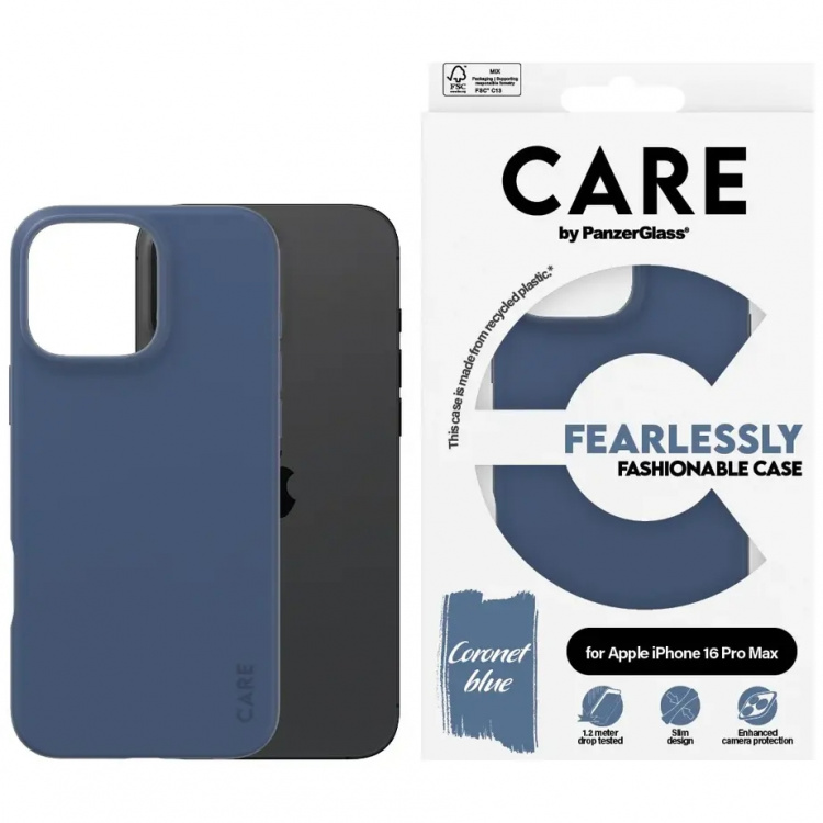 PanzerGlass CARE Fashionable Case til iPhone 16 Pro Max Blå PanzerGlass CARE Fashionable Case til iPhone 16 Pro Max Blå