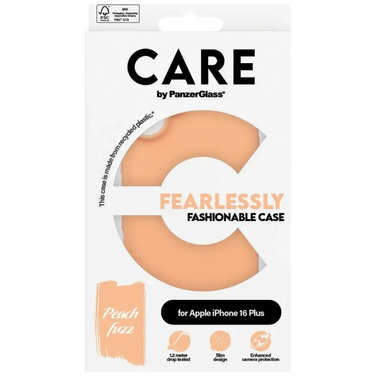 PanzerGlass CARE Fashionable Case Peachy til iPhone 16 Plus Fersken PanzerGlass CARE Fashionable Case Peachy til iPhone 16 Plus Fersken