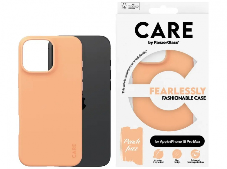 PanzerGlass CARE Fashionable Case Peachy til iPhone 16 Pro Max Fersken PanzerGlass CARE Fashionable Case Peachy til iPhone 16 Pro Max Fersken