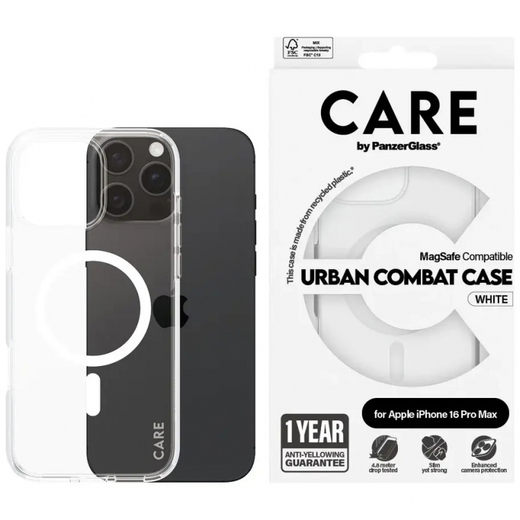 PanzerGlass CARE Urban Combat Case Magsafe Hvid til Apple iPhone 16 Pro Max