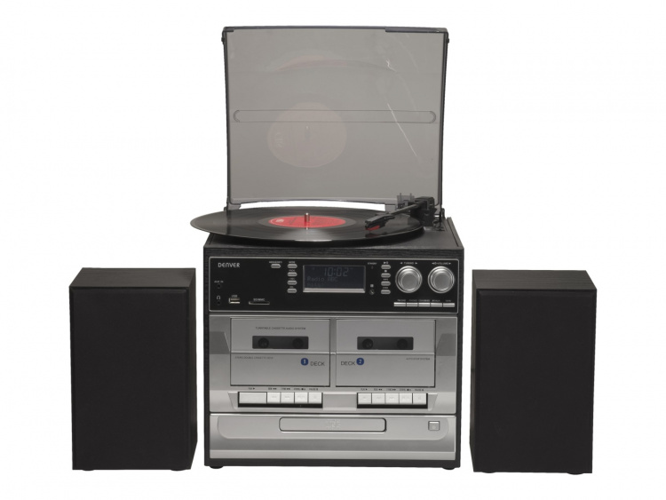 Denver MRD-166 DAB radio Cd / MP3-afspiller Dobbeltkassette Digital afspiller Pladespiller Radio Digital optager 4Watt