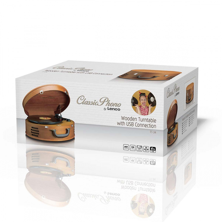 Lenco Retro-pladespiller med 2 indbyggede højttalere Brun