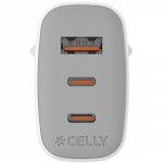 Celly USB-laddare GaN 1 x USB-A + 2 x USB-C PD 65W Celly USB-laddare GaN 1 x USB-A + 2 x USB-C PD 65W