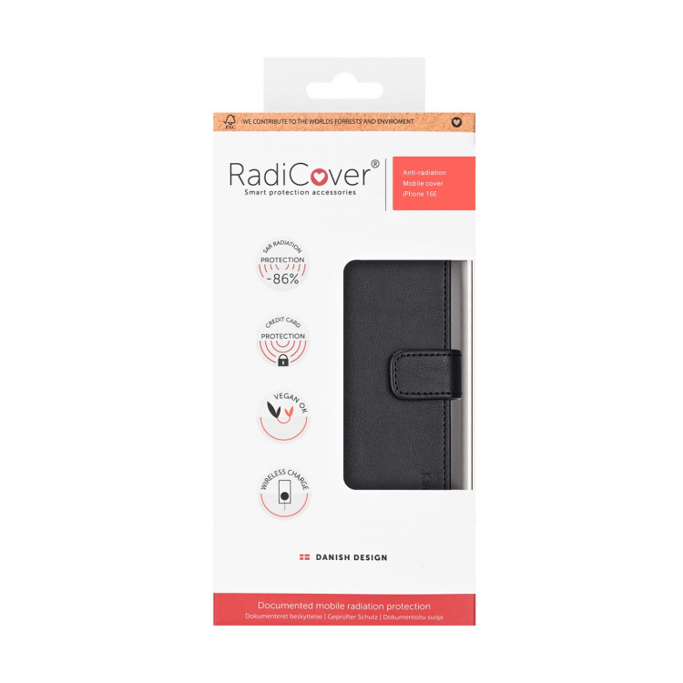 Radicover Wallet iPhone 16e Anti-Radi RFID 3 Kort MagSeries PU Sort