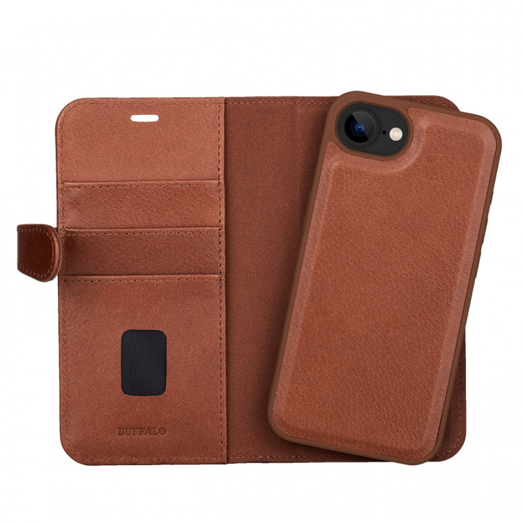 Buffalo Wallet 2-i-1 iPhone 16e MagSeries Læder 3 Kort Brun Buffalo Wallet 2-i-1 iPhone 16e MagSeries Læder 3 Kort Brun