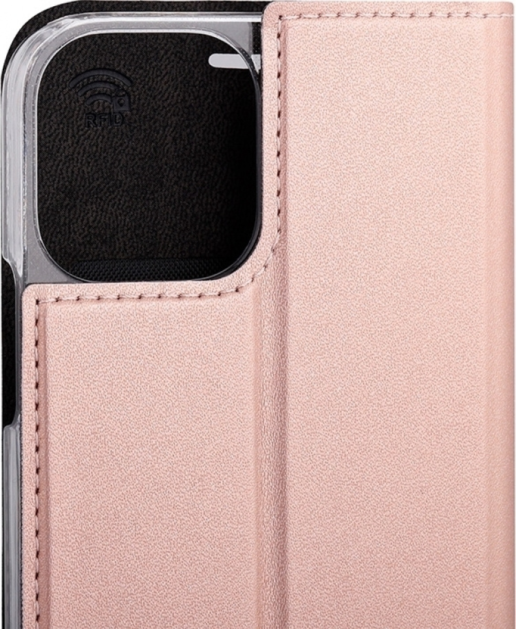 Wave BookCase iPhone 12 Pro / iPhone 12-etui, rosaguld