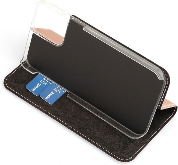 Wave BookCase iPhone 12 Pro / iPhone 12-etui, rosaguld