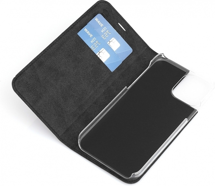 Wave BookCase-etui, iPhone 12 Pro / iPhone 12, sort