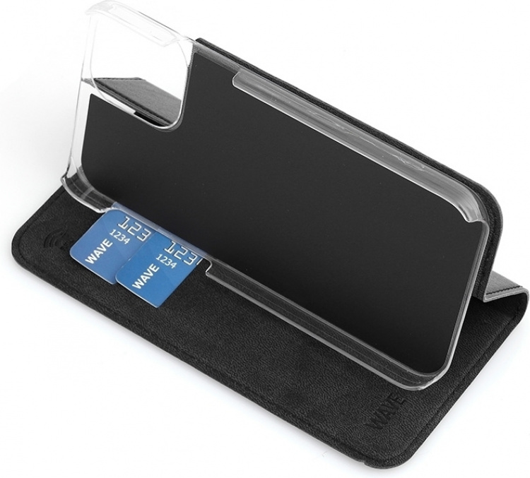 Wave BookCase-etui, iPhone 12 Pro / iPhone 12, sort