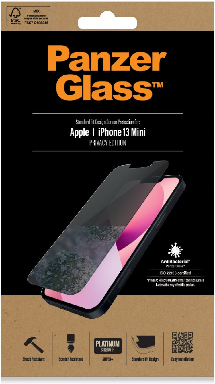 PanzerGlass Skærmbeskyttelse til beskyttelse af privatlivets fred, iPhone 13 mini PanzerGlass Skærmbeskyttelse til beskyttelse af privatlivets fred, iPhone 13 mini