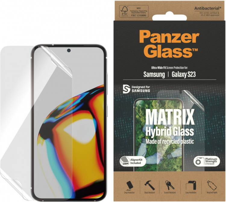 PanzerGlass Matrix Ultra-Wide Fit Alignerkit beskyttelsesfilm, Samsung Galaxy S23 PanzerGlass Matrix Ultra-Wide Fit Alignerkit beskyttelsesfilm, Samsung Galaxy S23