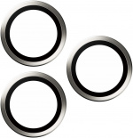 PanzerGlass Hoops kameralinsedæksel, iPhone 15 Pro / 15 Pro Max, hvid titanium