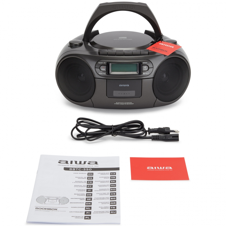 AIWA Kassettradio CD/FM-radio/Kassettband/USB/BT Svart AIWA Kassettradio CD/FM-radio/Kassettband/USB/BT Svart