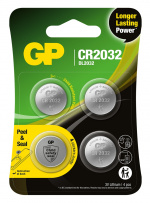 GP Litiumcellebatteri CR2032, 3V, sikkerhedsforsegling, 4-pak GP Litiumcellebatteri CR2032, 3V, sikkerhedsforsegling, 4-pak