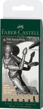Faber-Castell Faber Castell - 6 pitt Artist Pen, pensel - Sort (167154)