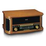 Lenco Retro-pladespiller i træ med Bluetooth® AM/FM-radio, USB-kodning, cd-afspiller, kassetteafspiller og indbyggede højttalere Lenco Retro-pladespiller i træ med Bluetooth® AM/FM-radio, USB-kodning, cd-afspiller, kassetteafspiller og indbyggede højttalere