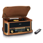 Lenco Retro-pladespiller i træ med Bluetooth® AM/FM-radio, USB-kodning, cd-afspiller, kassetteafspiller og indbyggede højttalere Lenco Retro-pladespiller i træ med Bluetooth® AM/FM-radio, USB-kodning, cd-afspiller, kassetteafspiller og indbyggede højttalere