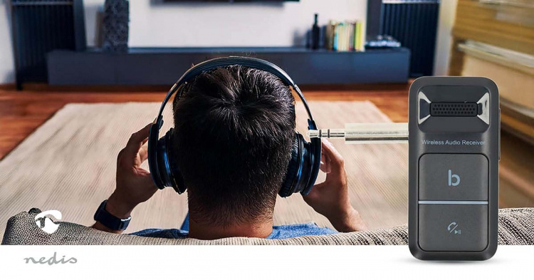 Nedis Bluetooth Mottagare | Audio / video / dataanslutningar utgång: USB-C™ Female / 1x 3.5 mm | AAC / SBC | Automatisk avstängnings funktion | Svart