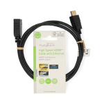 Nedis High Speed ​​HDMI ™ kabel med Ethernet | HDMI™ Stik | HDMI ™ -udgang | 4K@60Hz | ARC | 10.2 Gbps | 1.00 m | Runde | PVC | Sort | Label
