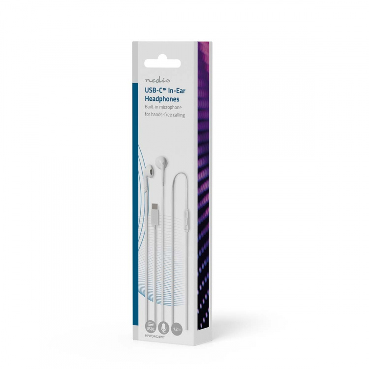 Nedis Kablede Hovedtelefoner | USB-C™ | Kabellængde: 1.20 m | Indbygget mikrofon | Volumenkontrol | Hvid
