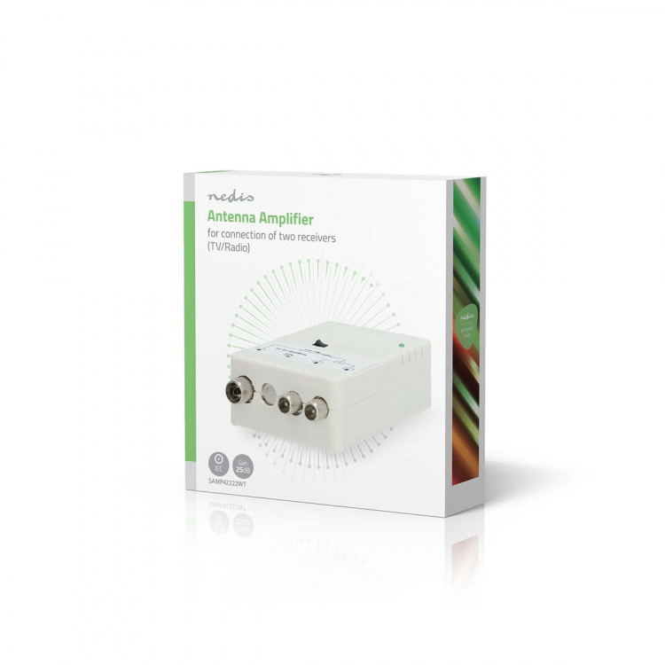 Nedis CATV forstærker | Forstærkning: 25 dB | 47 - 694 MHz | Antal output: 2 | Få kontrol | Hvid