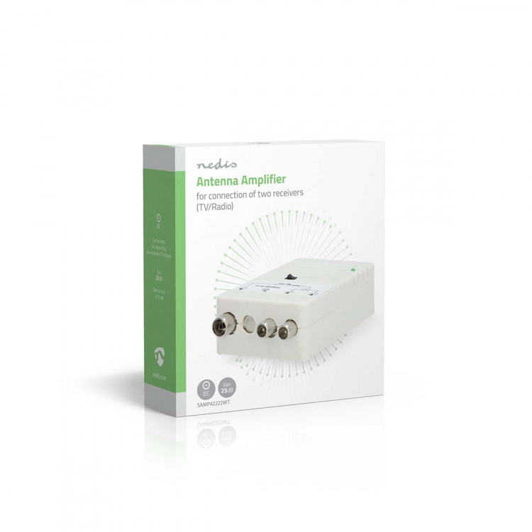 Nedis CATV forstærker | Forstærkning: 25 dB | 47 - 694 MHz | Antal output: 2 | Få kontrol | Hvid