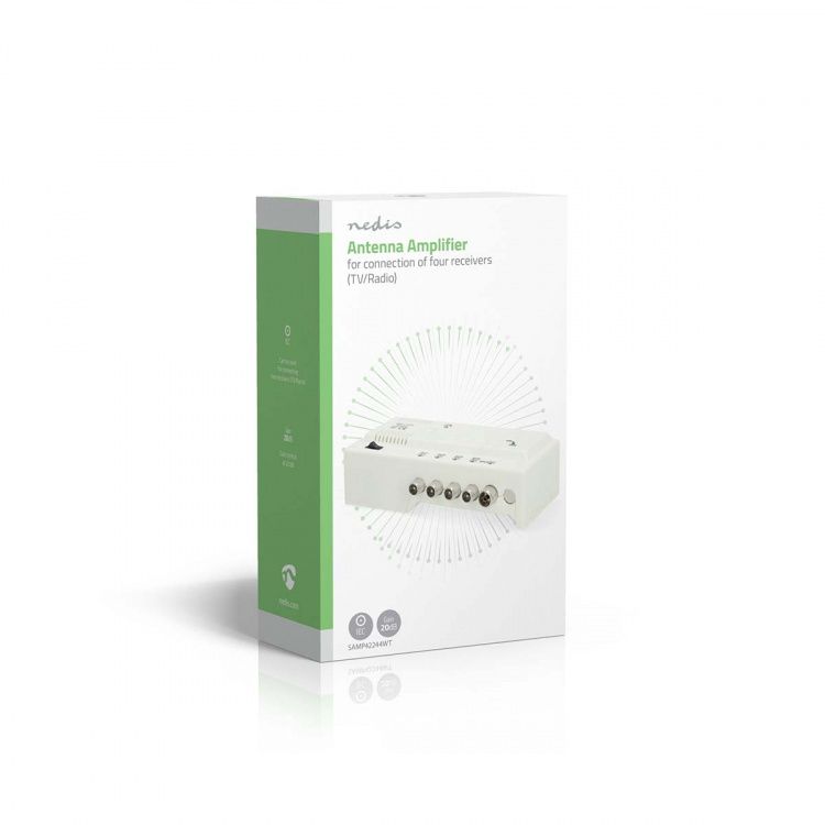 Nedis CATV forstærker | Forstærkning: 20 dB | 47 - 694 MHz | Antal output: 4 | Få kontrol | Hvid
