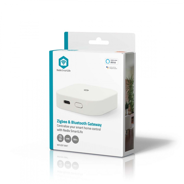 Nedis SmartLife Gateway | Bluetooth® / Zigbee 3.0 | 50 Enheder | USB Drevet | Android™ / IOS | Hvid