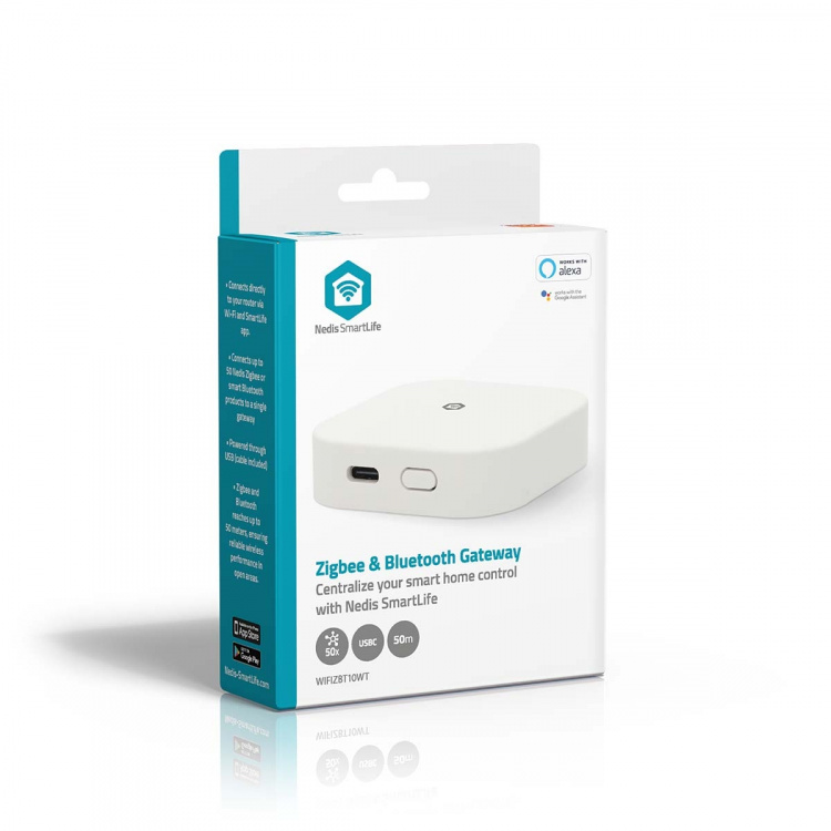 Nedis SmartLife Gateway | Bluetooth® / Zigbee 3.0 | 50 Enheder | USB Drevet | Android™ / IOS | Hvid
