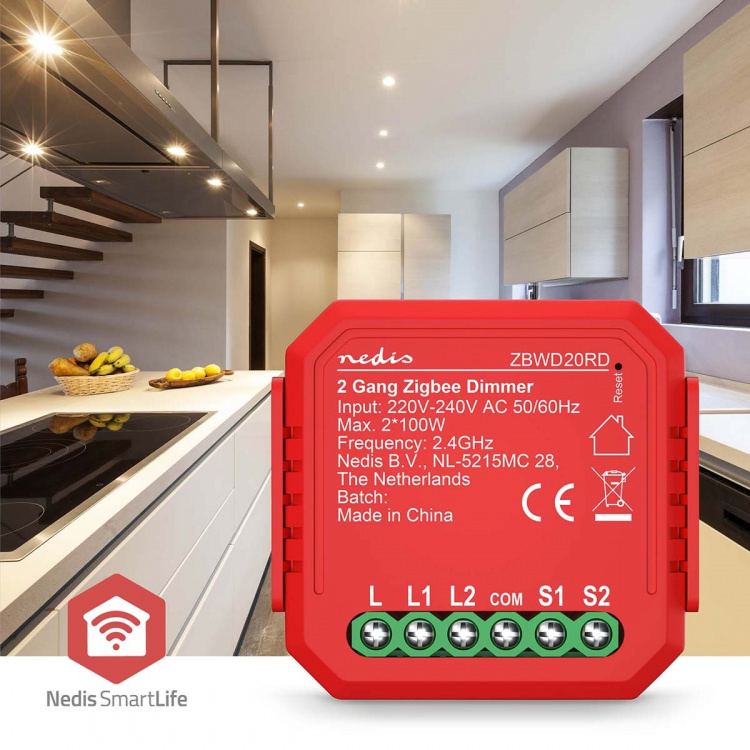 Nedis SmartLife indbygget modul | Dobbelt triac-dimmer | 2 x 100 W | Terminalforbindelse | App tilgængelig til: Android™ / IOS Nedis SmartLife indbygget modul | Dobbelt triac-dimmer | 2 x 100 W | Terminalforbindelse | App tilgængelig til: Android™ / IOS