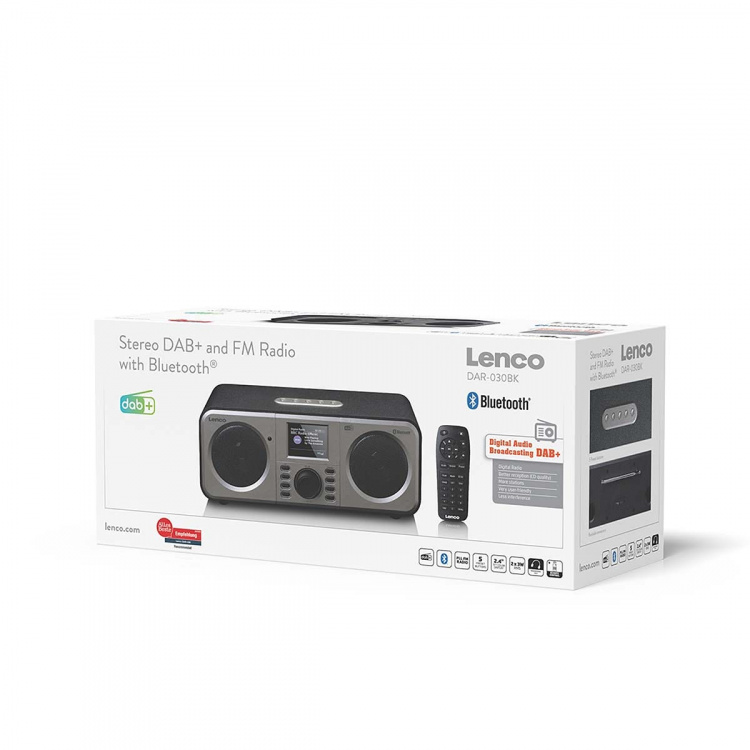 Lenco Stereo DAB+ FM-radio med Bluetooth® Sort