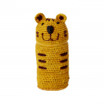 RICE Hæklet penalhus / pung af raffia - Tigerform - Gul - 20 cm x 10 cm x 5 cm