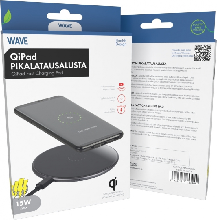 Wave QiPad trådløs opladningsplade