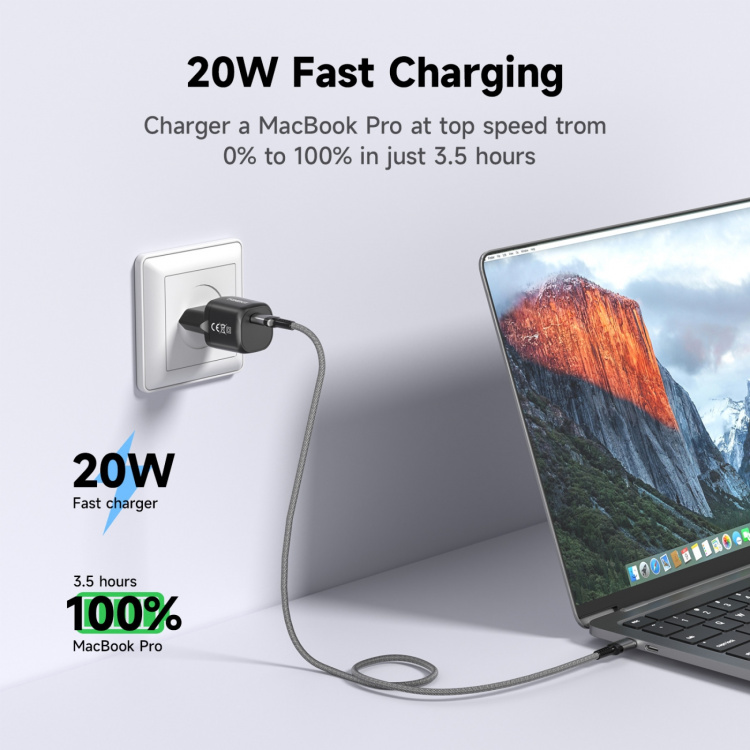 FoneKit Mini 20W AC-oplader, USB-C, sort