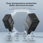 FoneKit Dobbelt 20W-oplader, USB-C + USB-A, sort FoneKit Dobbelt 20W-oplader, USB-C + USB-A, sort